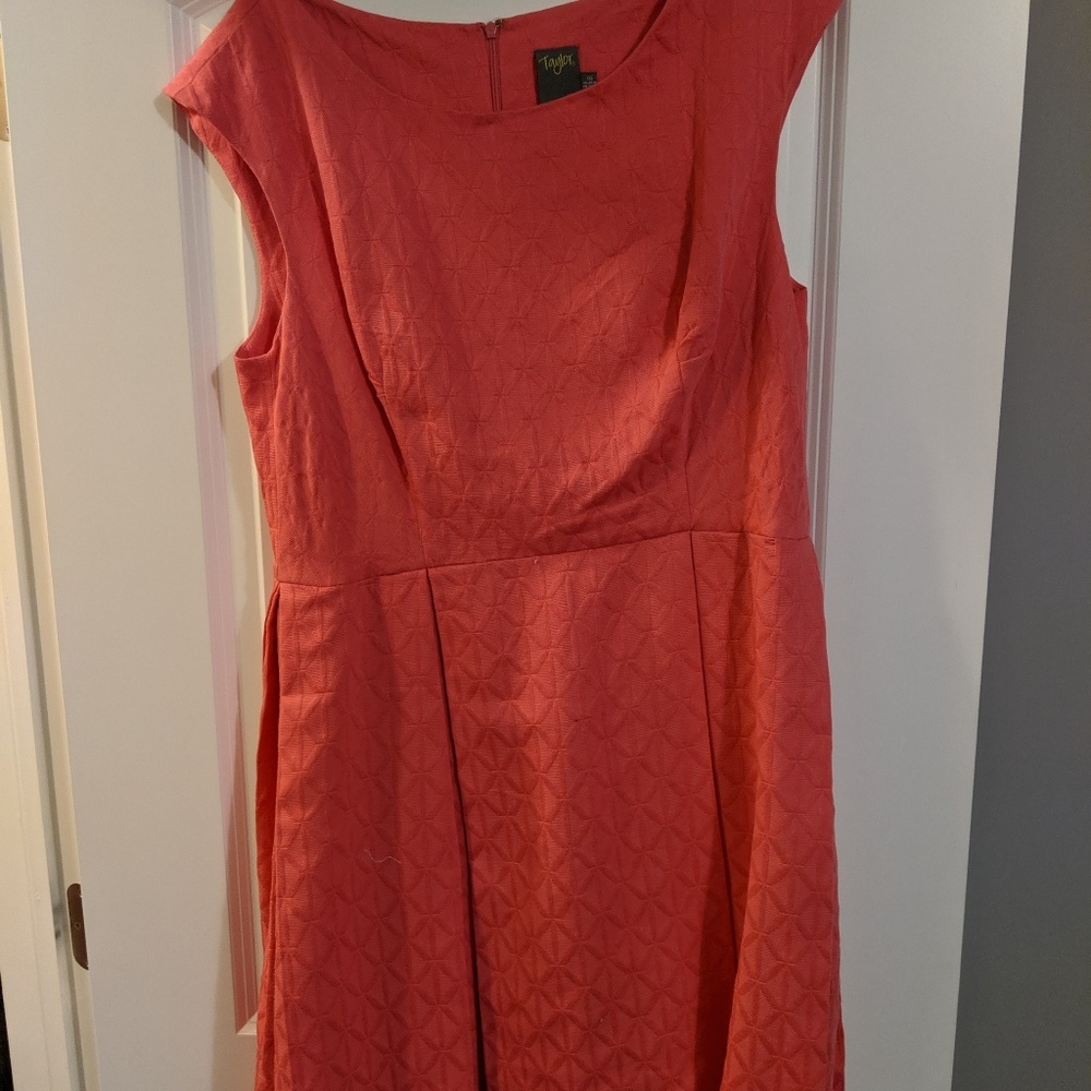 Taylor coral fit & flair dress